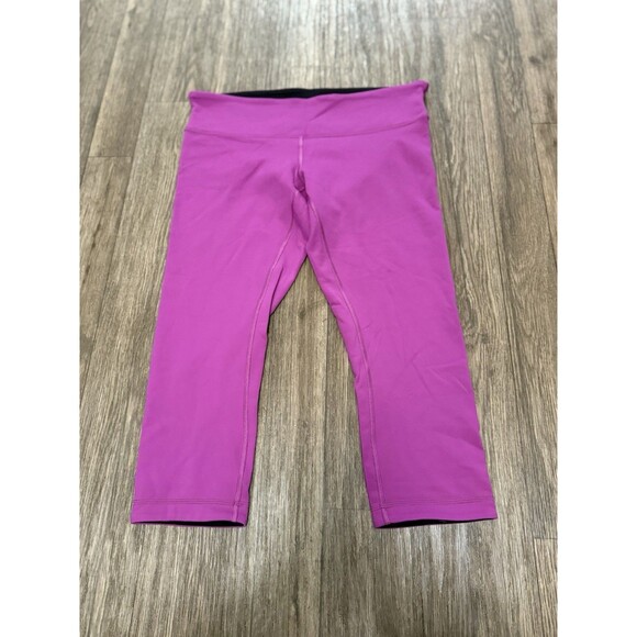 LULULEMON WUNDER UNDER REVERSIBLE CROP LEGGINGS BLACK ULTRA VIOLET WOMENS SZ 12 - Picture 7 of 8